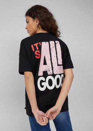 s.Oliver Boyfriend-Shirt mit Front- und Backprint - schwarz