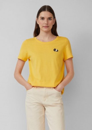 s.Oliver Jersey-T-Shirt mit Stickerei - zitrone