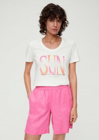 s.Oliver T-Shirt mit Statement-Print - ecru