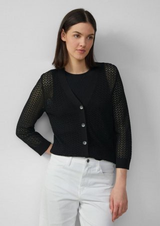 s.Oliver Ajour-Strickjacke aus Viskosemix - schwarz