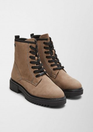 s.Oliver Schnürboots in Veloursleder-Optik - hellbraun