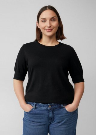 s.Oliver Kurzärmeliger Strickpullover aus Viskosemix - schwarz