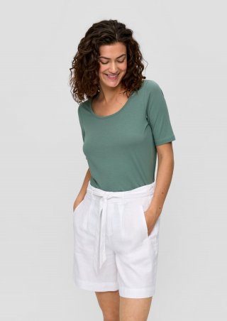 s.Oliver Elastisches Jersey-Shirt mit U-Ausschnitt - petrol