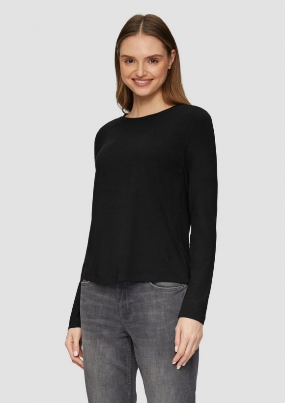 s.Oliver Longsleeve aus Lyocellmix - schwarz