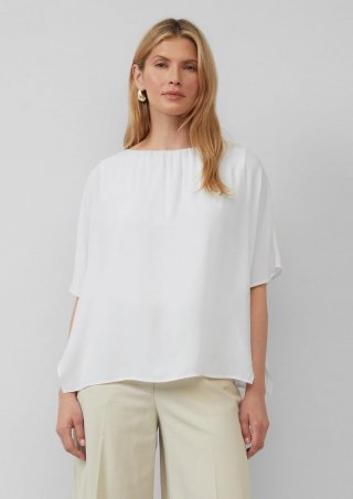 s.Oliver Chiffonshirt im Loose Fit mit Jerseyfutter - creme