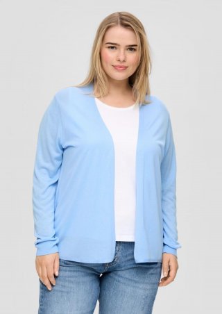 s.Oliver Strickjacke aus Viskose-Stretch mit Rippbündchen - himmelblau