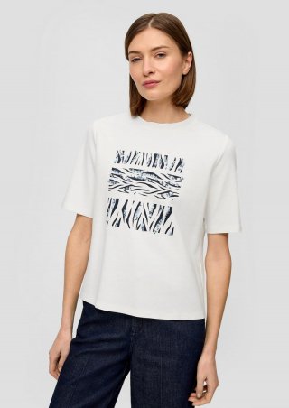 s.Oliver T-Shirt mit All-over-Print - ecru