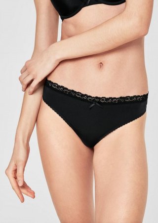 s.Oliver String mit elastischer Spitze - schwarz