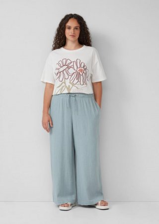 s.Oliver Wide Leg-Hose aus Leinenmix - salbeigrün