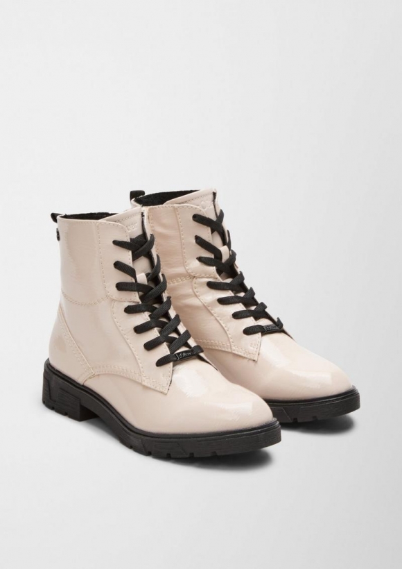 s.Oliver Schnürboots mit Reißverschluss - creme