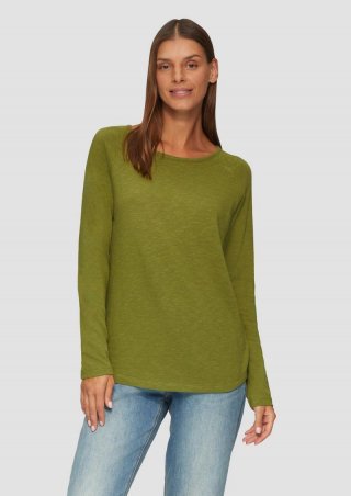 s.Oliver Langarmshirt mit Flammgarnstruktur und Raglanärmeln - guacamole
