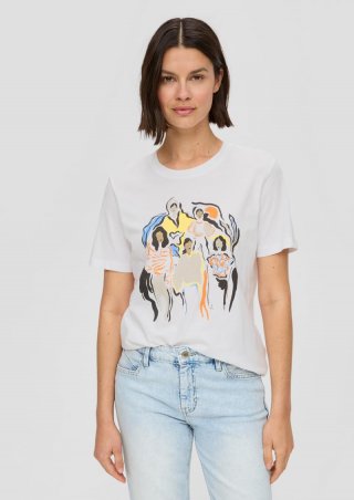 s.Oliver T-Shirt aus Baumwolle mit Front- und Rückenprint - weiß