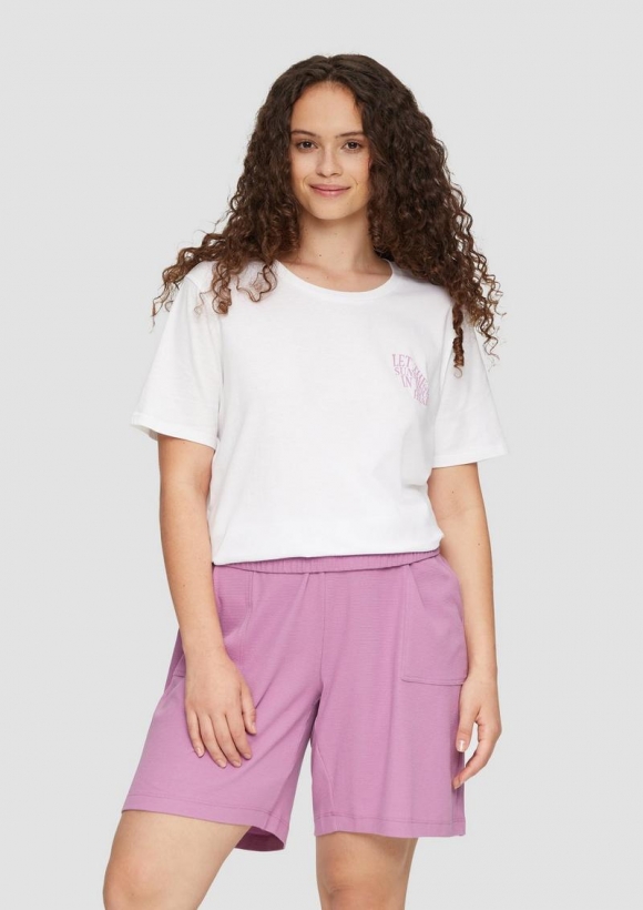 s.Oliver T-Shirt aus Baumwolle mit Print-Detail - weiß