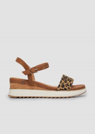 s.Oliver Slingback-Sandalen mit Keilabsatz - braun