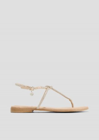 s.Oliver Riemchen-Sandalen mit Logo-Detail - beige