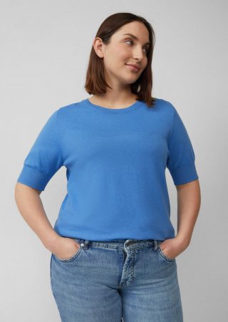 s.Oliver Kurzärmeliger Strickpullover aus Viskosemix - royalblau