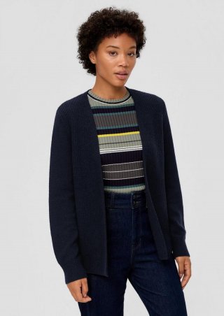 s.Oliver Offene Strickjacke aus Baumwollmix - navy
