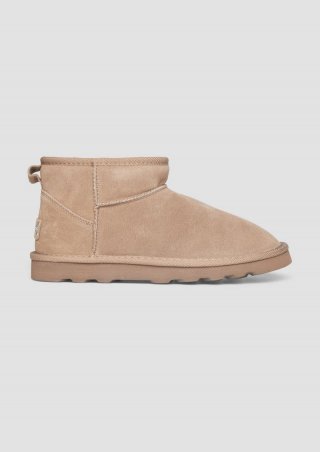 s.Oliver Flache Stiefel aus Leder - beige