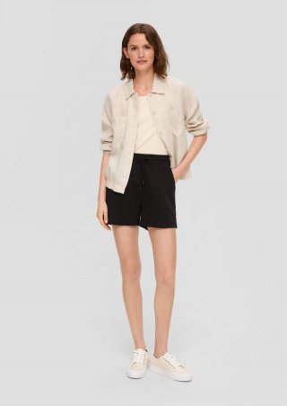 s.Oliver Shorts aus Jersey mit Flammgarnstruktur - schwarz