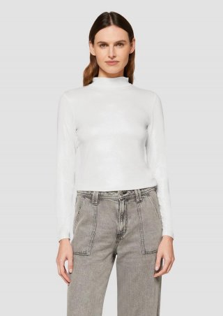 s.Oliver Schmal geschnittenes Langarmshirt aus Viskosemix - silber