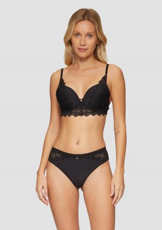s.Oliver Push-up BH mit Spitzen-Detail - schwarz