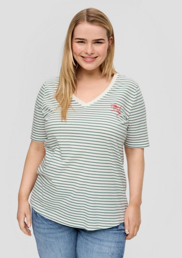 s.Oliver Weiches T-Shirt mit V-Ausschnitt - minze