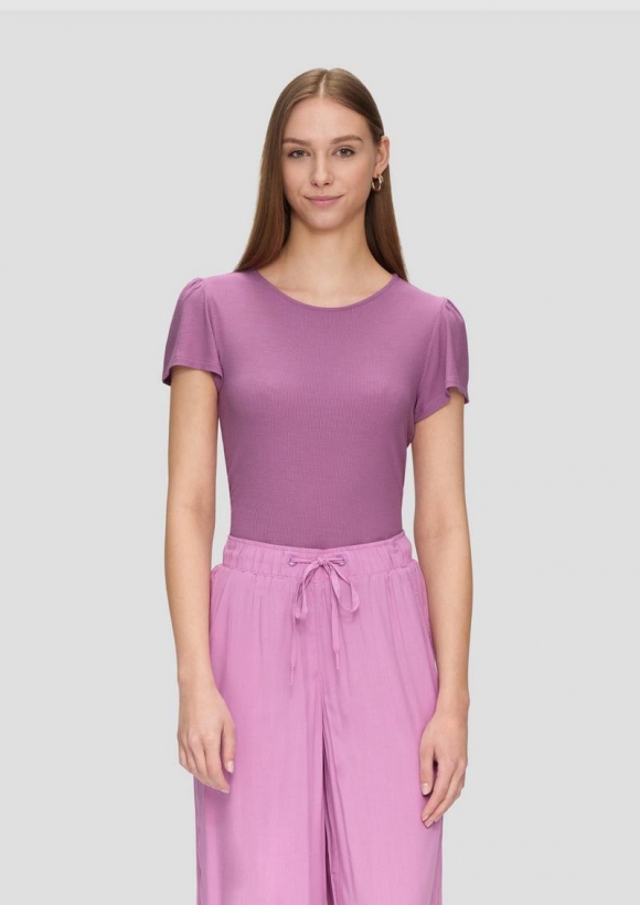 s.Oliver Antailliertes T-Shirt aus Modalmix - lavendel