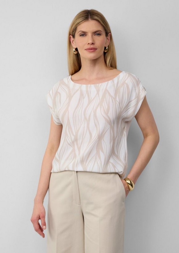 s.Oliver Ärmelloses Blusenshirt mit Frontprint - helles beige