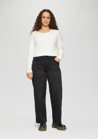 s.Oliver Jeans / Straight Fit / Mid Rise / Straight Leg / mit Schmucksteinen - dunkelgrau
