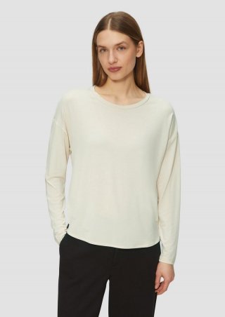 s.Oliver Longsleeve mit überschnittenen Schultern und abgerundetem Saum - beige