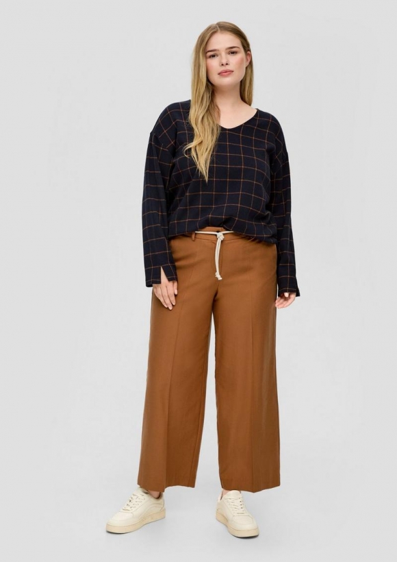 s.Oliver Regular: Twill-Hose aus Viskosemix - zimt