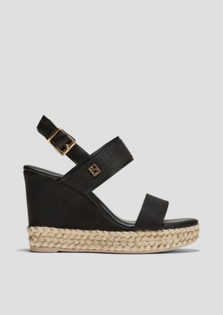 s.Oliver Keilsandalen in Metallic-Optik - schwarz