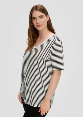 s.Oliver Weiches T-Shirt mit V-Ausschnitt - schwarz