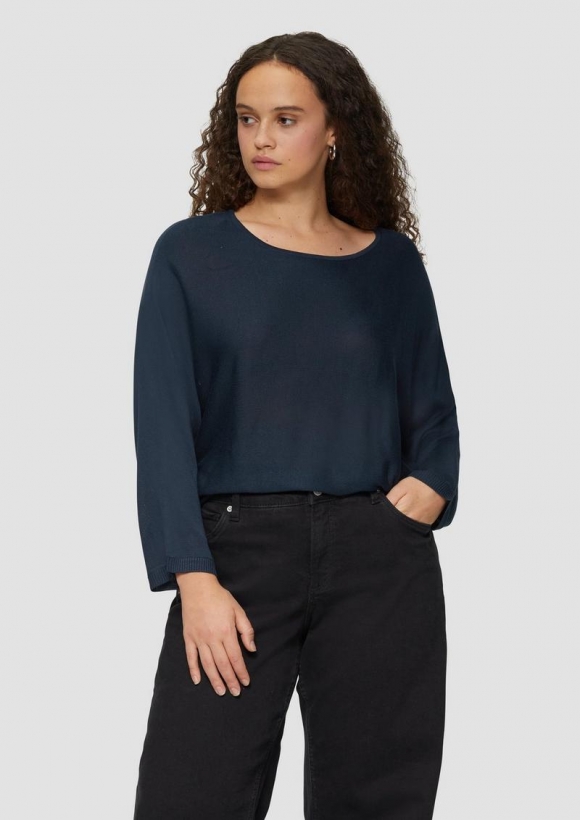 s.Oliver Strickpullover mit Fledermausärmeln - tiefblau