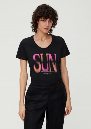 s.Oliver T-Shirt mit Statement-Print - schwarz