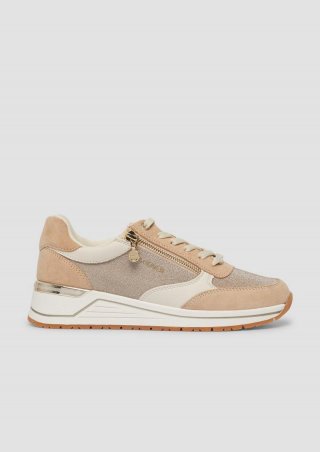 s.Oliver Sneaker im Fabricmix mit Reißverschluss-Detail - sandfarben