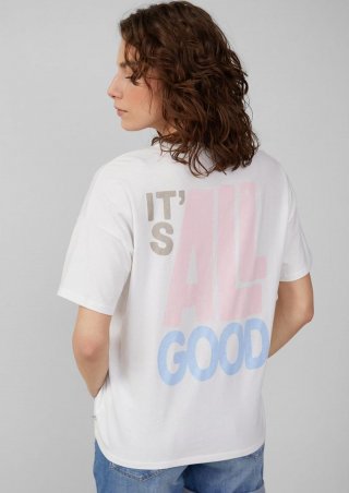 s.Oliver Boyfriend-Shirt mit Front- und Backprint - weiß