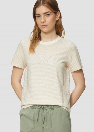 s.Oliver Streifenshirt mit Schmuckperlen - beige
