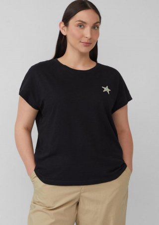 s.Oliver T-Shirt im Relaxed Fit mit kleinem Artwork - schwarz