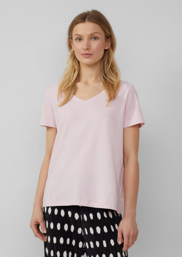 s.Oliver T-Shirt mit V-Ausschnitt - zartrosa