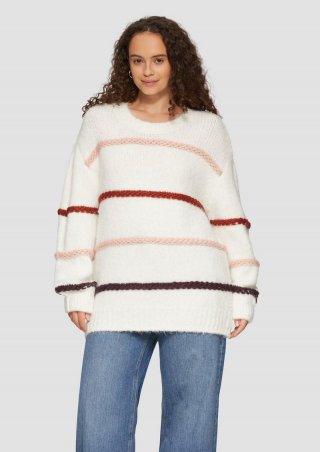 s.Oliver Flauschiger Pullover mit überschnittenen Schultern - ecru