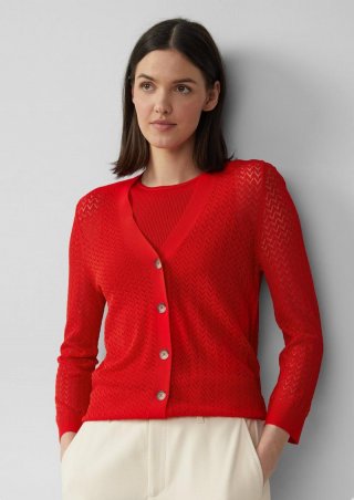 s.Oliver Ajour-Strickjacke aus Viskosemix - rot