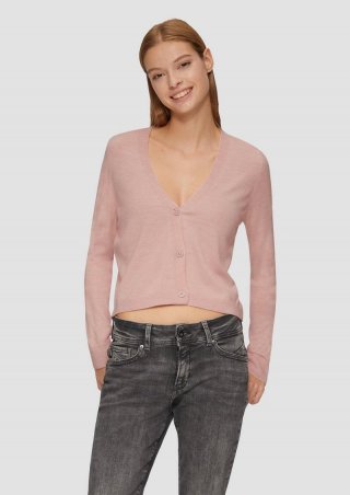 s.Oliver Verkürzte Strickjacke in melierter Optik - perlmuttrosa