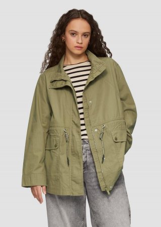 s.Oliver Baumwolljacke mit Tunnelzug in der Taille - tannengrün