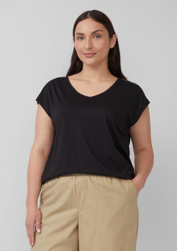 s.Oliver Ärmelloses Relaxed-Fit-Shirt mit Cut-out und Schleife - schwarz