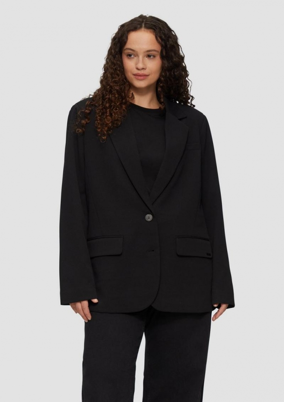 s.Oliver Blazer mit Revers und Pattentaschen - schwarz