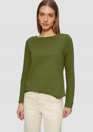 s.Oliver Longsleeve mit Flammgarnstruktur und U-Boot-Ausschnitt - guacamole