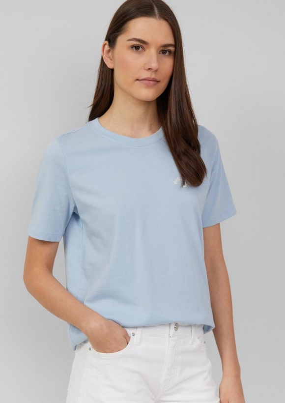 s.Oliver Jerseyshirt aus Baumwolle mit Stickerei - hellblau