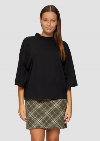 s.Oliver Oversized T-Shirt mit überschnittenen Schultern - schwarz