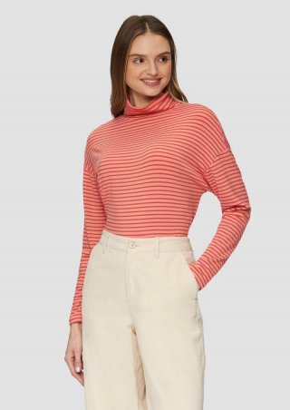 s.Oliver Gestreiftes Langarmshirt im Relaxed Fit - himbeere